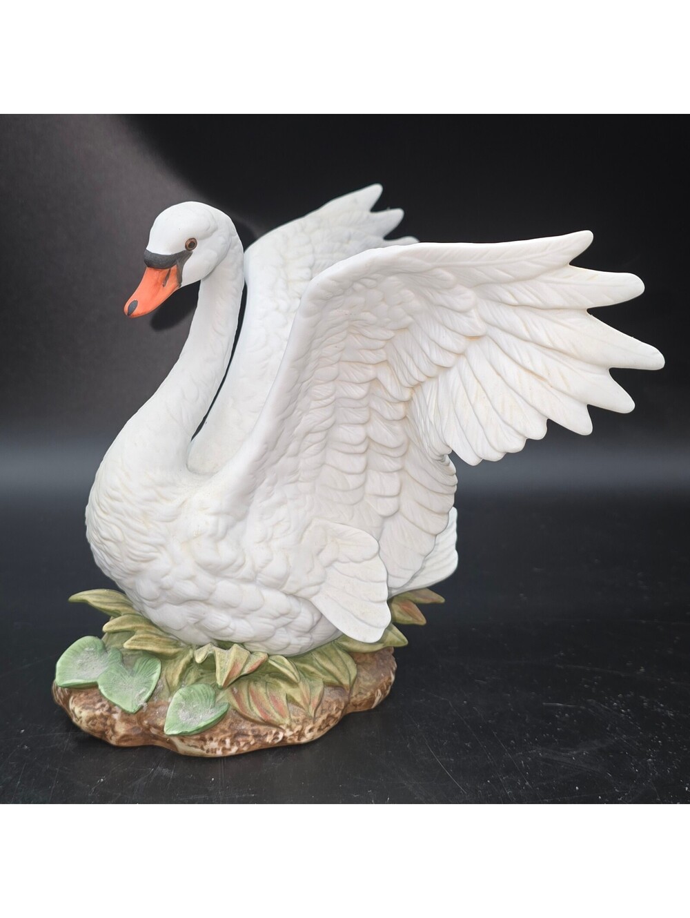 Vintage 1987 Homco Masterpiece Porcelain Swan Figurine White Mute Swan 8" Mint